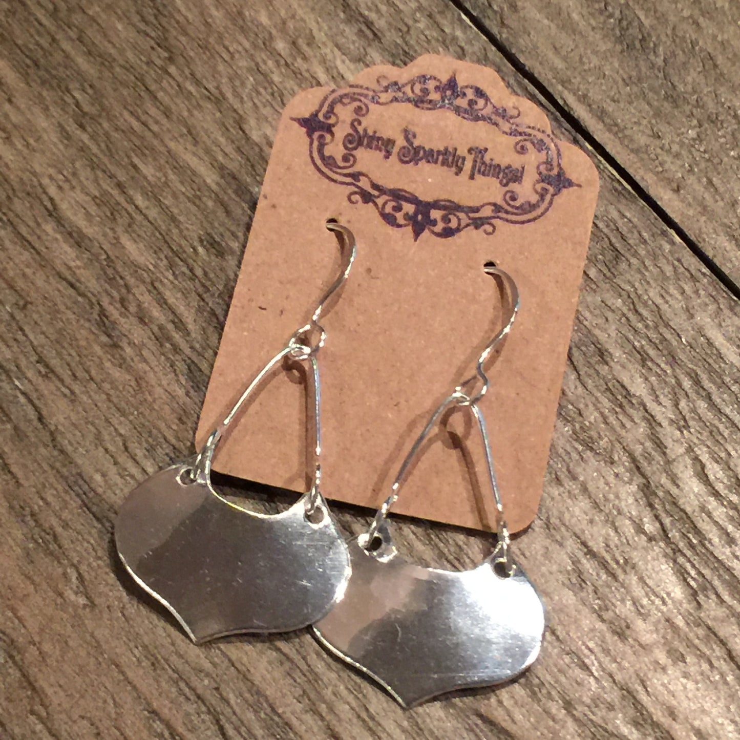 Small Silver Drop Shield Earrings in 99.9% Fine Silver